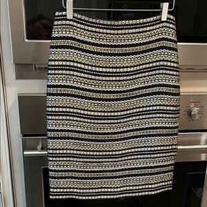 RSVP by Talbots: Metallic Black, White, and Gold Tweed Pencil Skirt